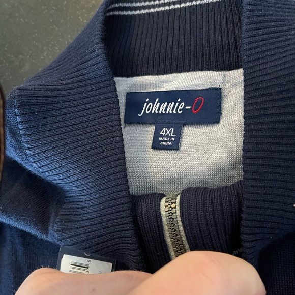 johnnie-O Blue Zip Up Sweater with Quarter-Zip Neckline and Soft Fabric - Picture 3 of 7